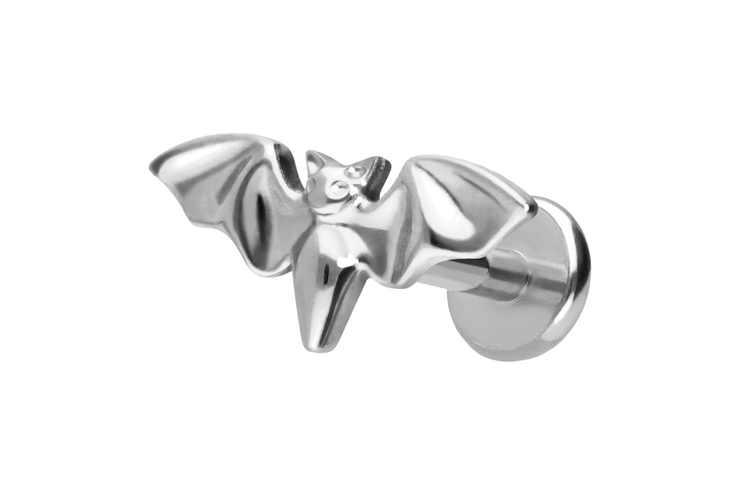 Titan Labret Piercing mit Push Fit FLEDERMAUS